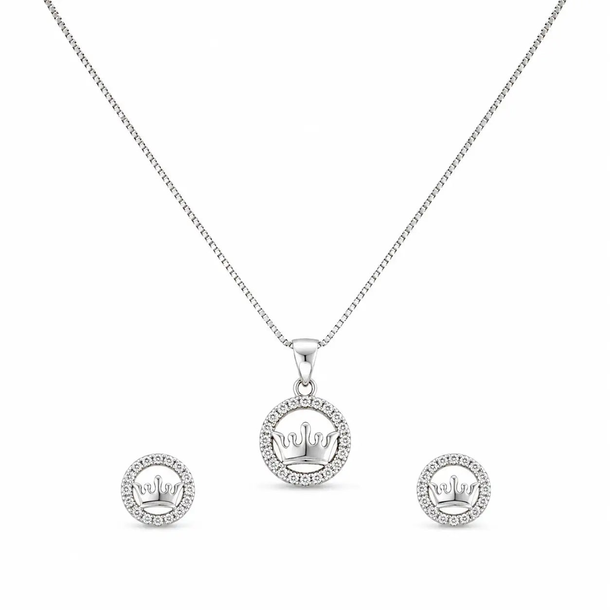 Royalty Studded Pendant Set with Removable Box Chain 3