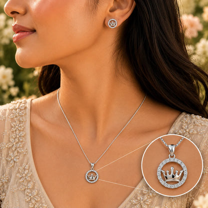 Royalty Studded Pendant Set with Removable Box Chain 4
