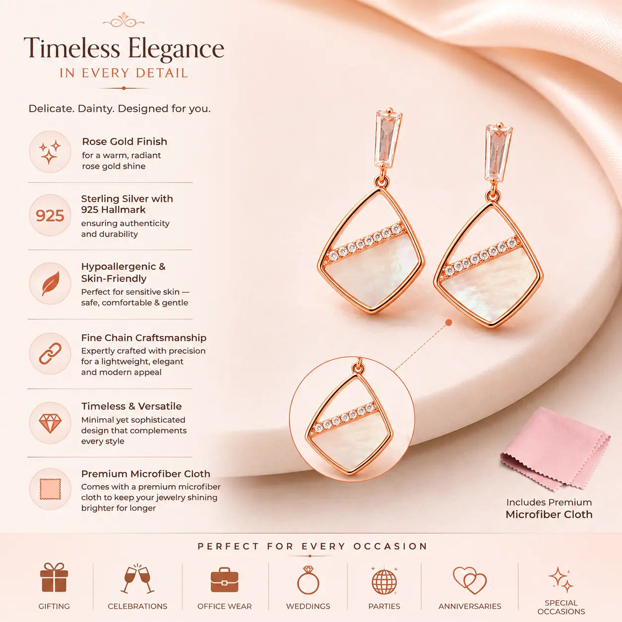 Saturnia MOP Rose Gold Earrings 3