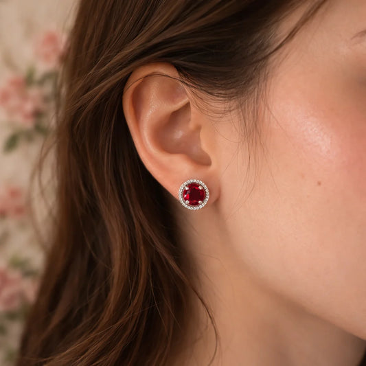 Scarlet Circle Rhodium Earrings 8