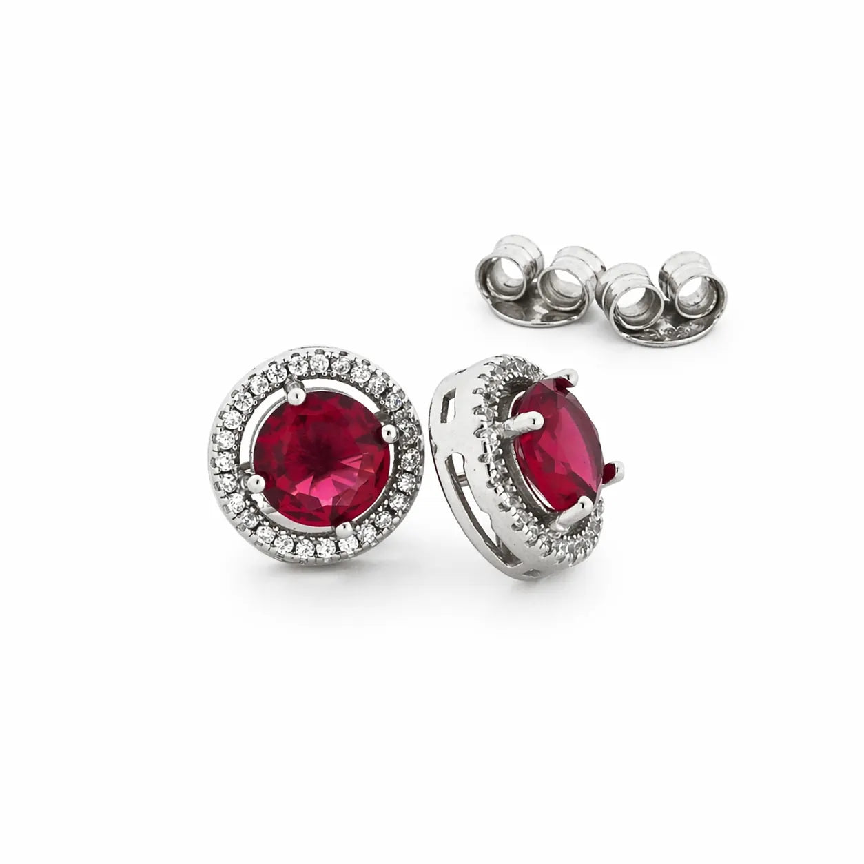 Scarlet Circle Rhodium Earrings 9