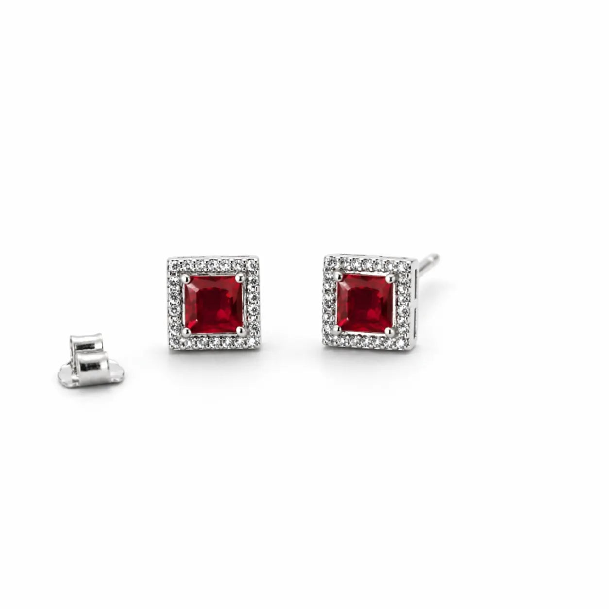 Scarlet Square Rhodium Earrings 3