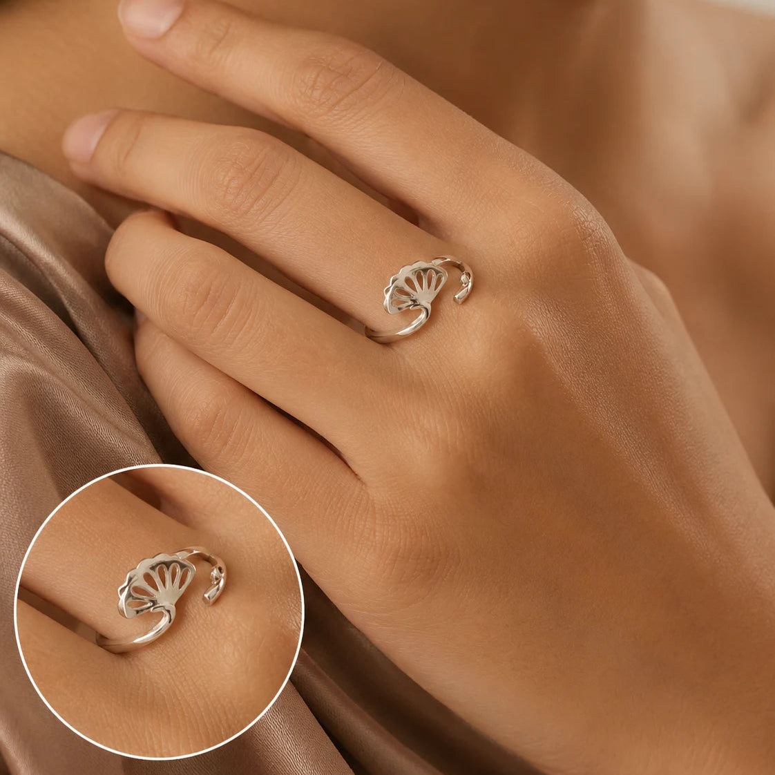 Seaborn Rhodium Adjustable Ring for Women 2