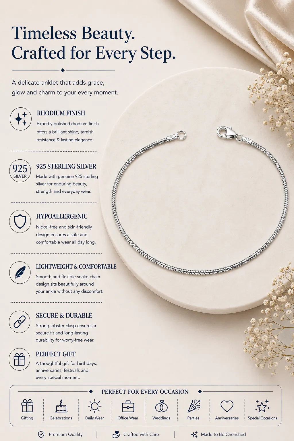 Shimmer Minimal Rhodium Anklet 3