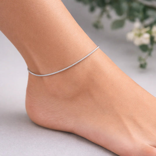 Shimmer Minimal Rhodium Anklet 8