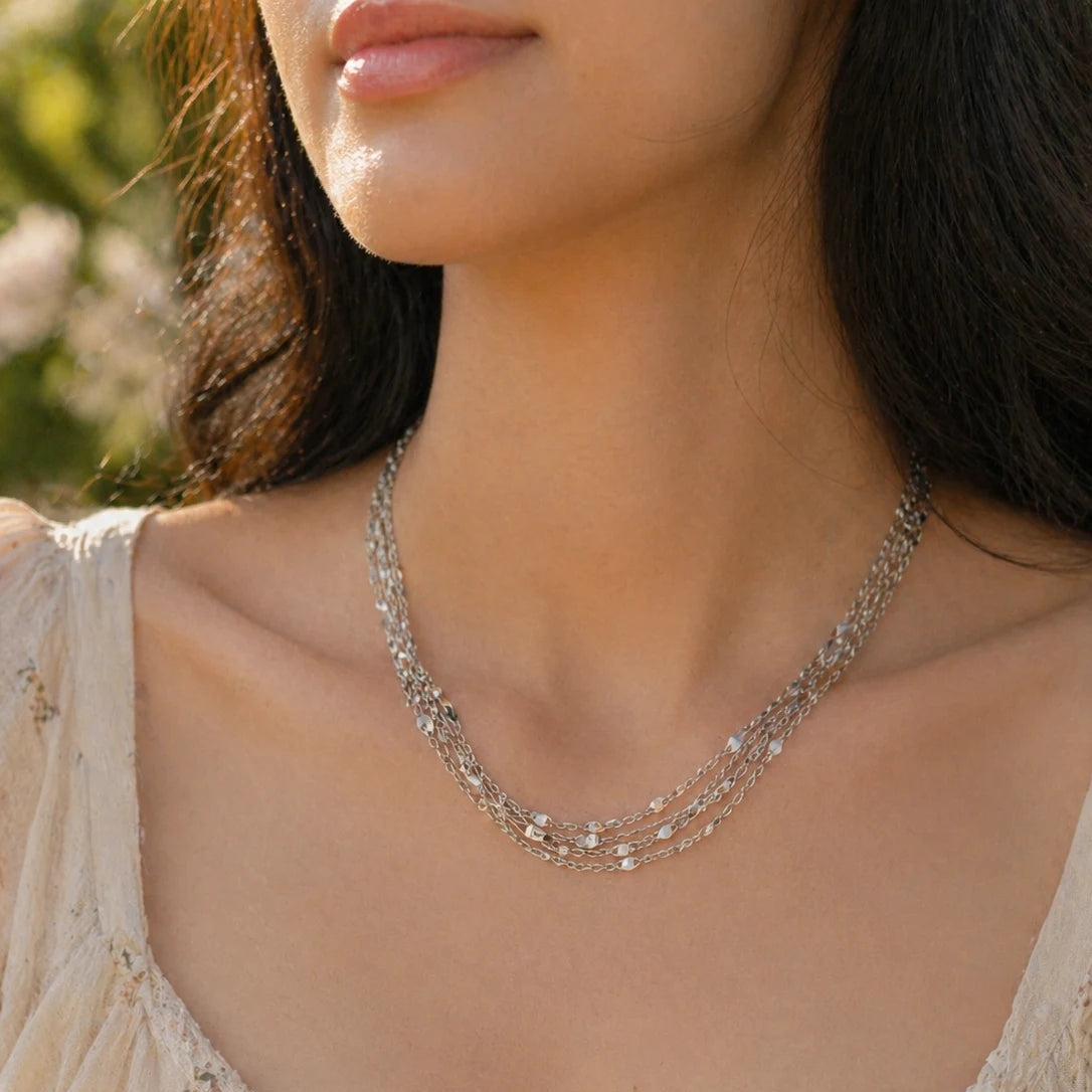 Shimmering Strings Rhodium Necklace 2