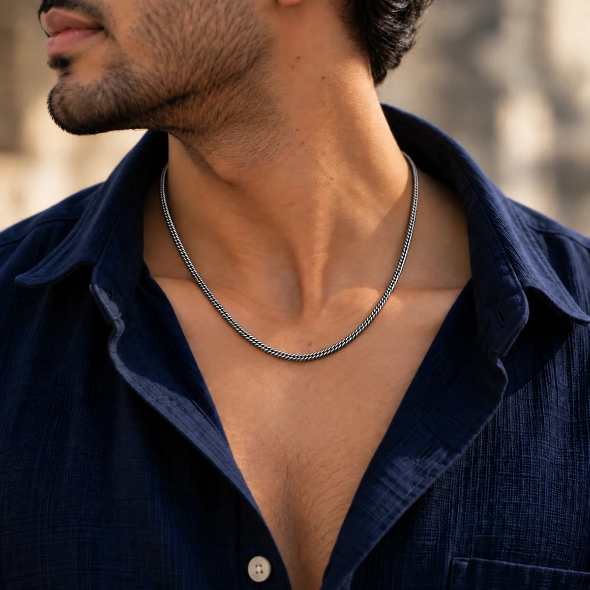 Snake Oxidised Chain for Men 3