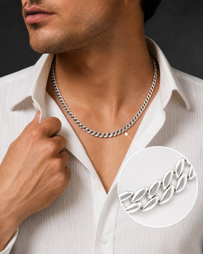 Sovereign Rhodium Plated Cuban Chain for Men 2