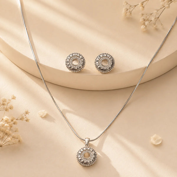 Spherism Studded Pendant Set with Removable Square Snake Chain 1