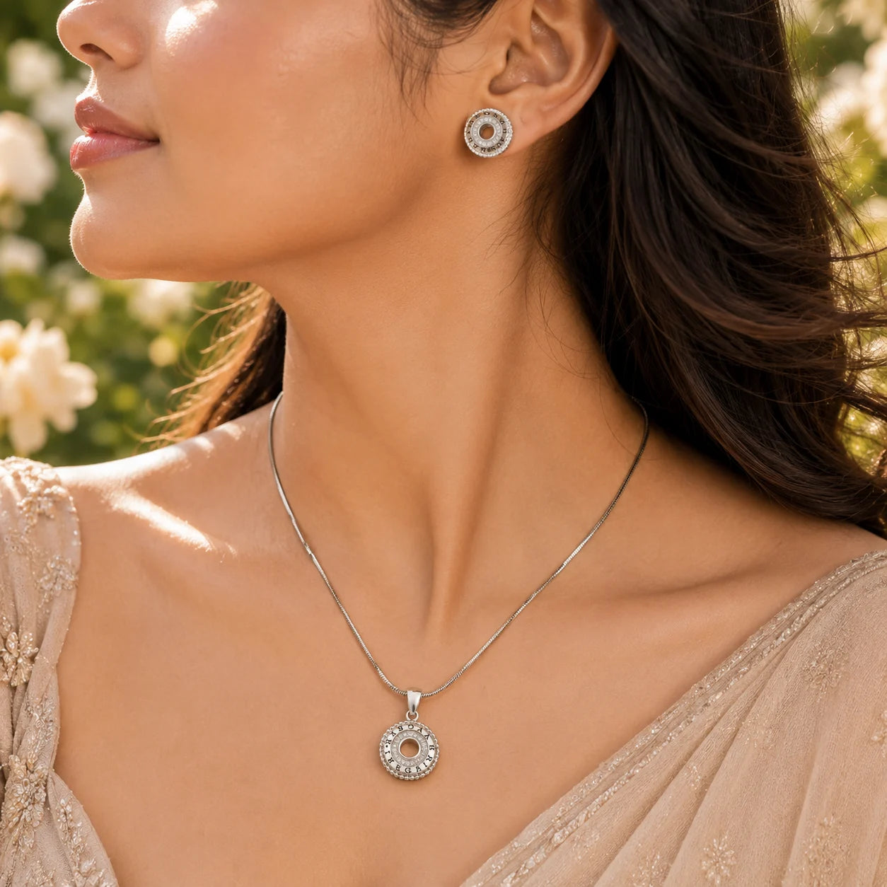 Spherism Studded Pendant Set with Removable Square Snake Chain 2