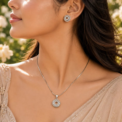 Spherism Studded Pendant Set with Removable Square Snake Chain 2