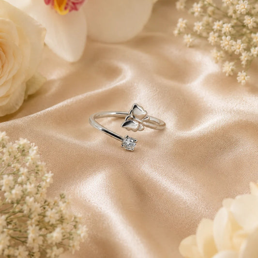 Springdaze Adjustable Rhodium Ring for Women 1