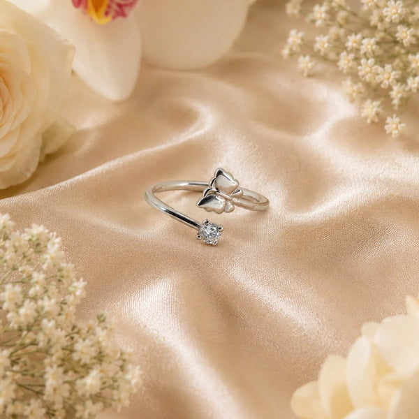 Springdaze Adjustable Rhodium Ring for Women 1