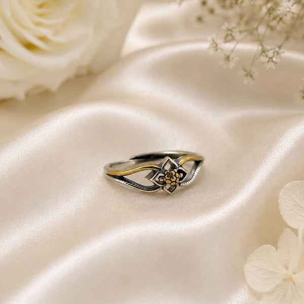 Stardust Gold & Oxidised Adjustable Ring for Women 1