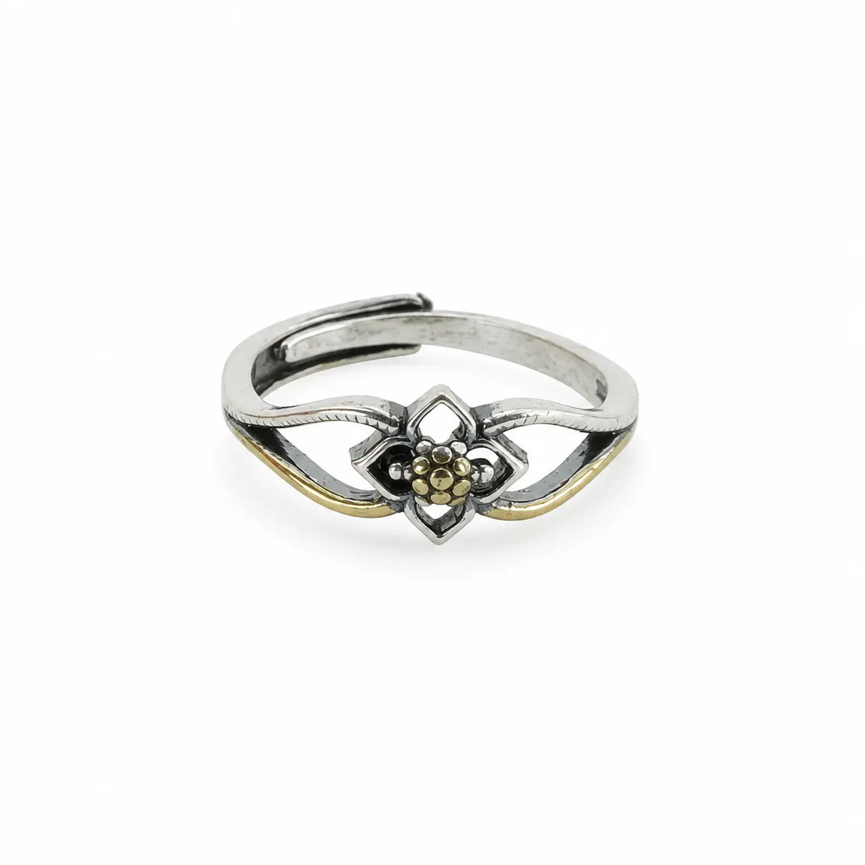 Stardust Gold & Oxidised Adjustable Ring for Women 3