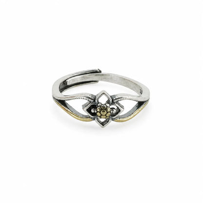 Stardust Gold & Oxidised Adjustable Ring for Women 3
