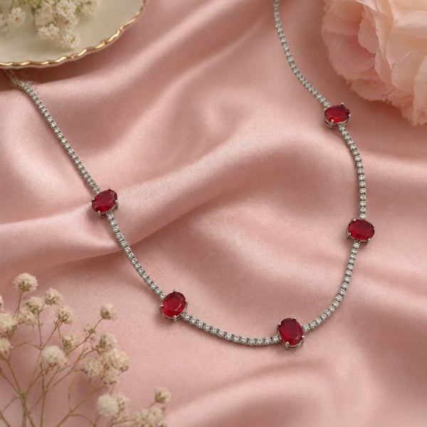 Starline Studded Rhodium Necklace 1