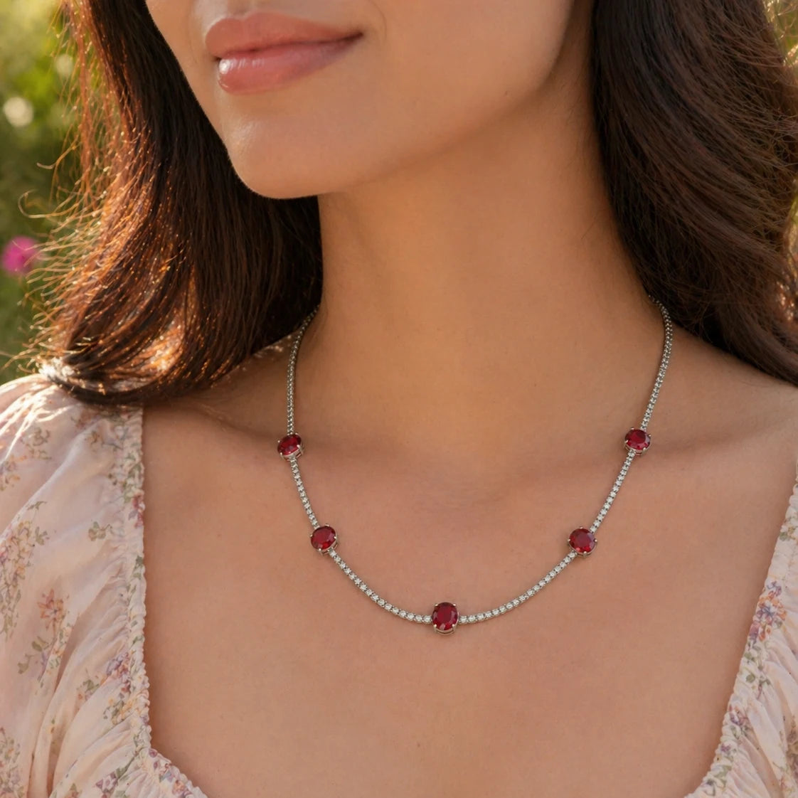 Starline Studded Rhodium Necklace 2