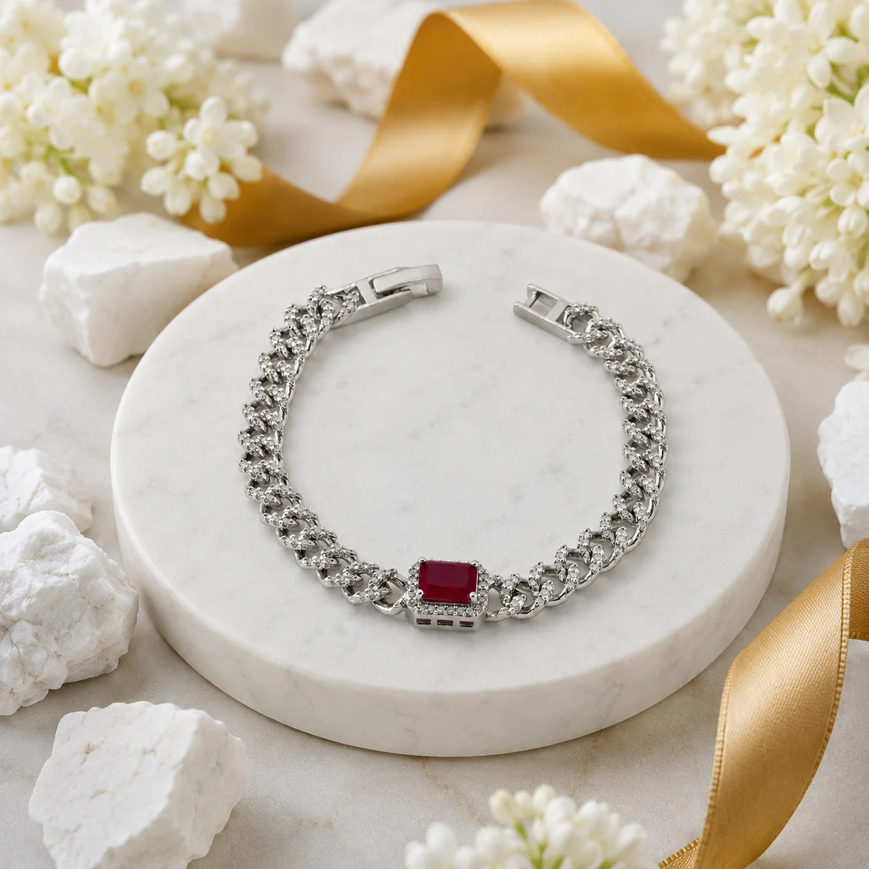 Starlinl Studded Rhodium Bracelet for Women 1