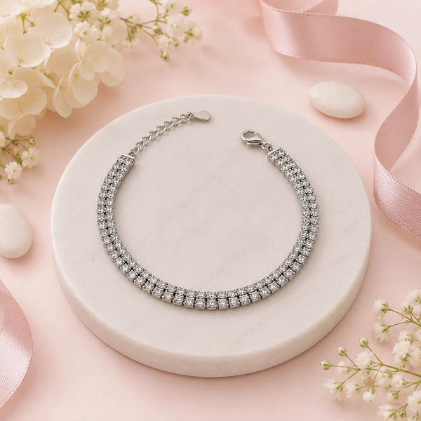 Starry Street Studded Rhodium Bracelet for Women 1