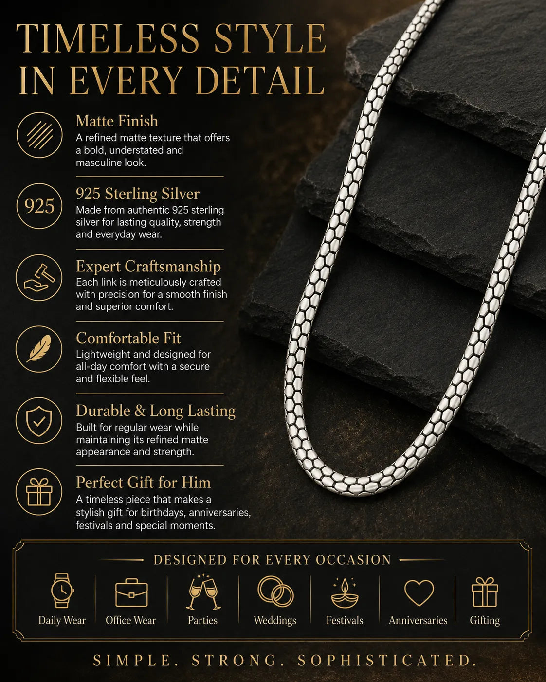 Stealth Signature Matte Chain for Men 3