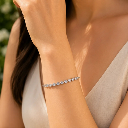 Stone String Studded Rhodium Bracelet For Women 2