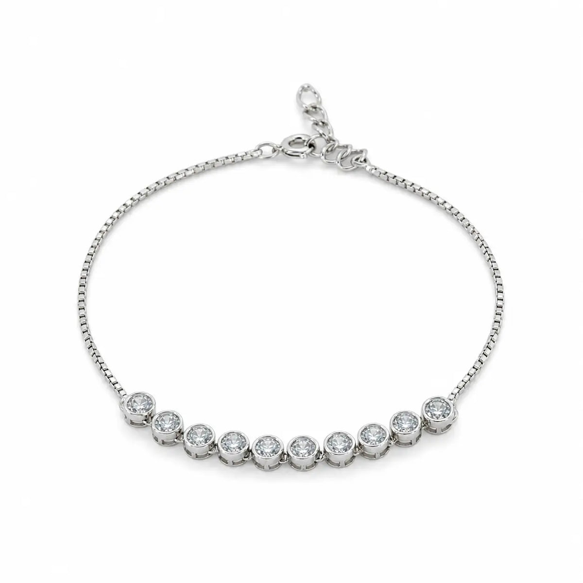 Stone String Studded Rhodium Bracelet For Women 4