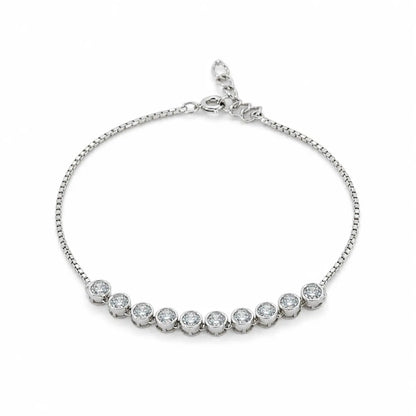 Stone String Studded Rhodium Bracelet For Women 4
