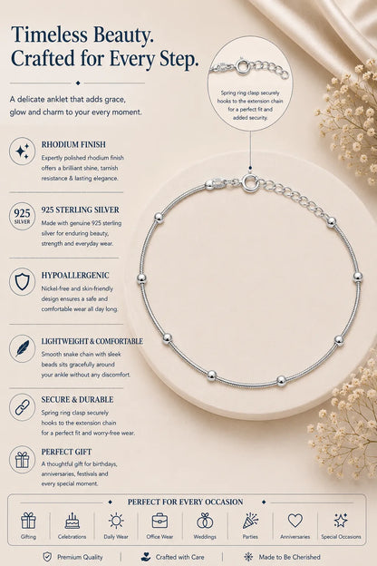 Studded Snake Rhodium Anklet 3
