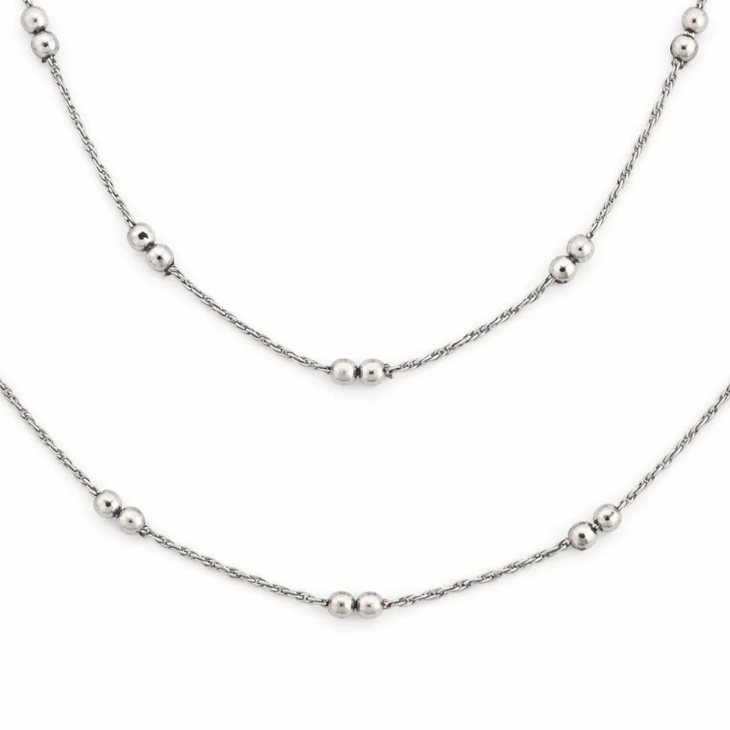 Studded Twists Rhodium Anklet 4