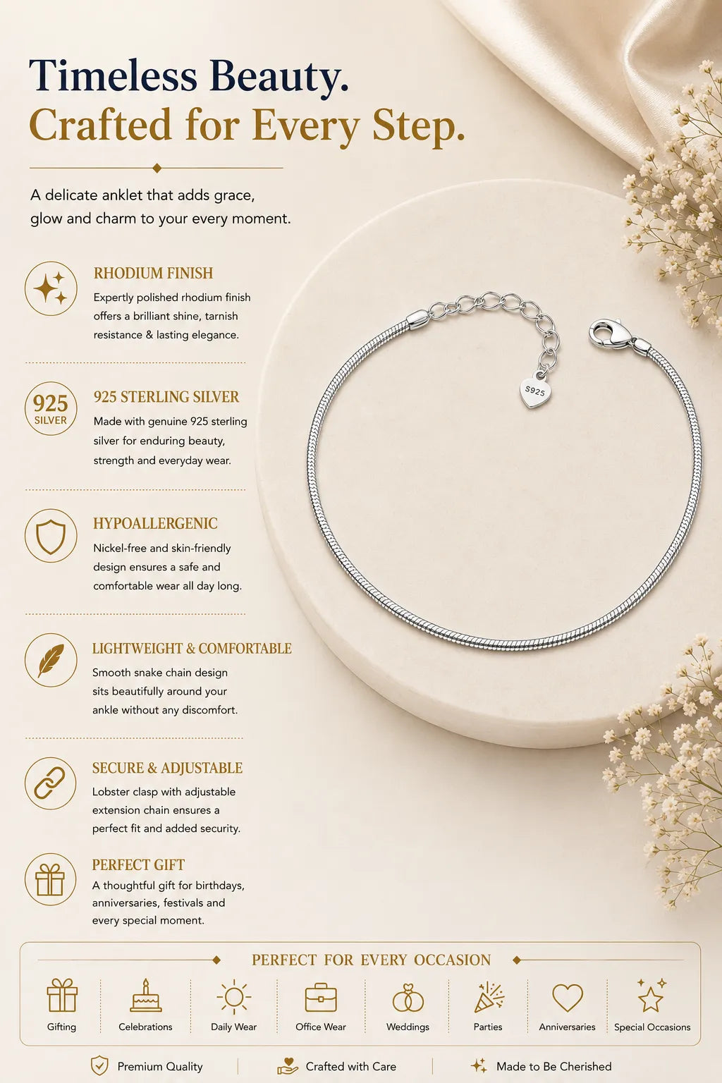 Subtlety Minimal Rhodium Anklet 3