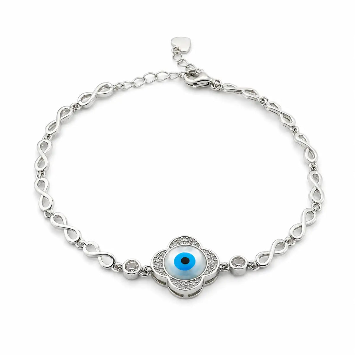 The Guardian Studded Evil Eye Rhodium Bracelet for Women 4