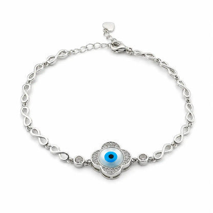 The Guardian Studded Evil Eye Rhodium Bracelet for Women 4