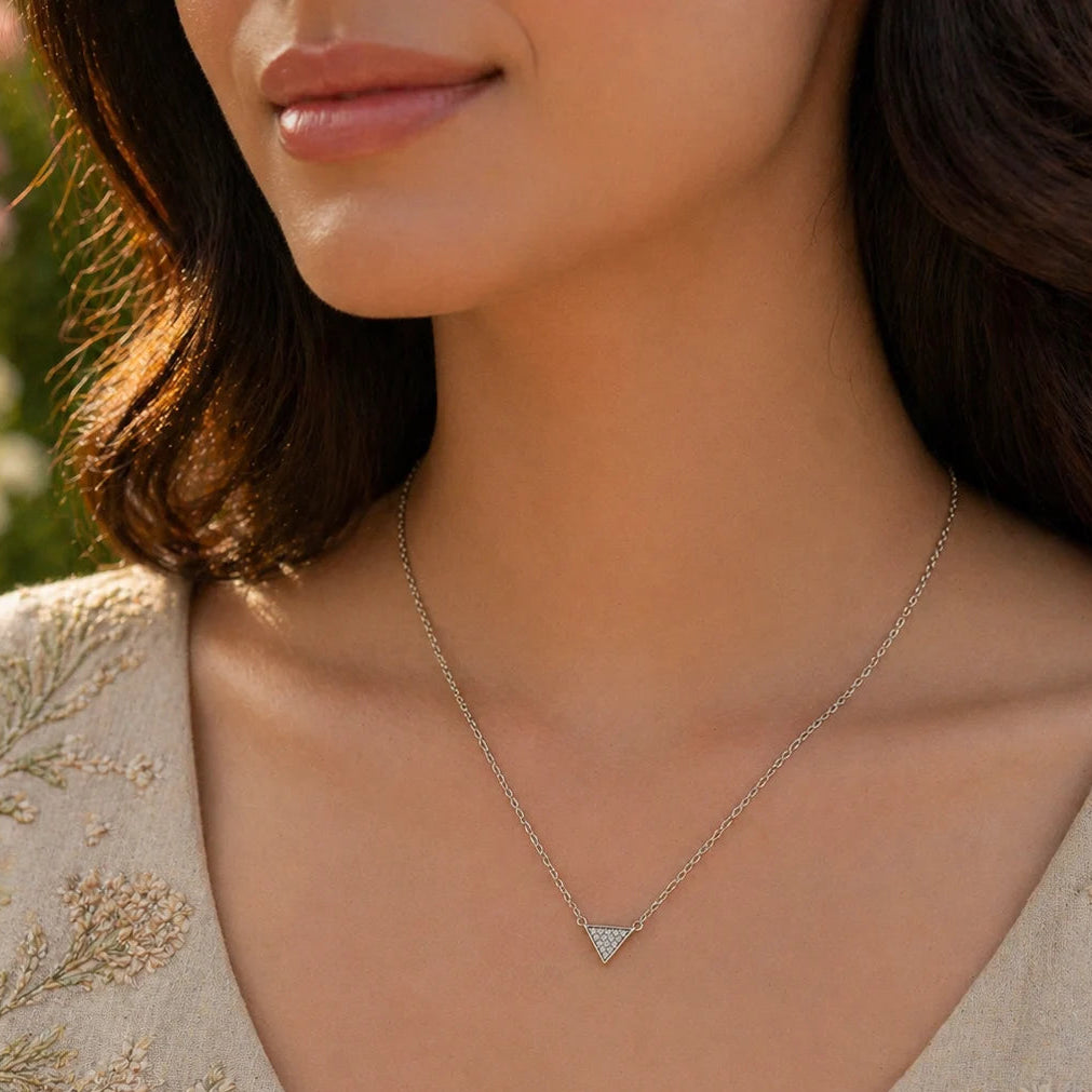 Threefold Studded Rhodium Necklace 2