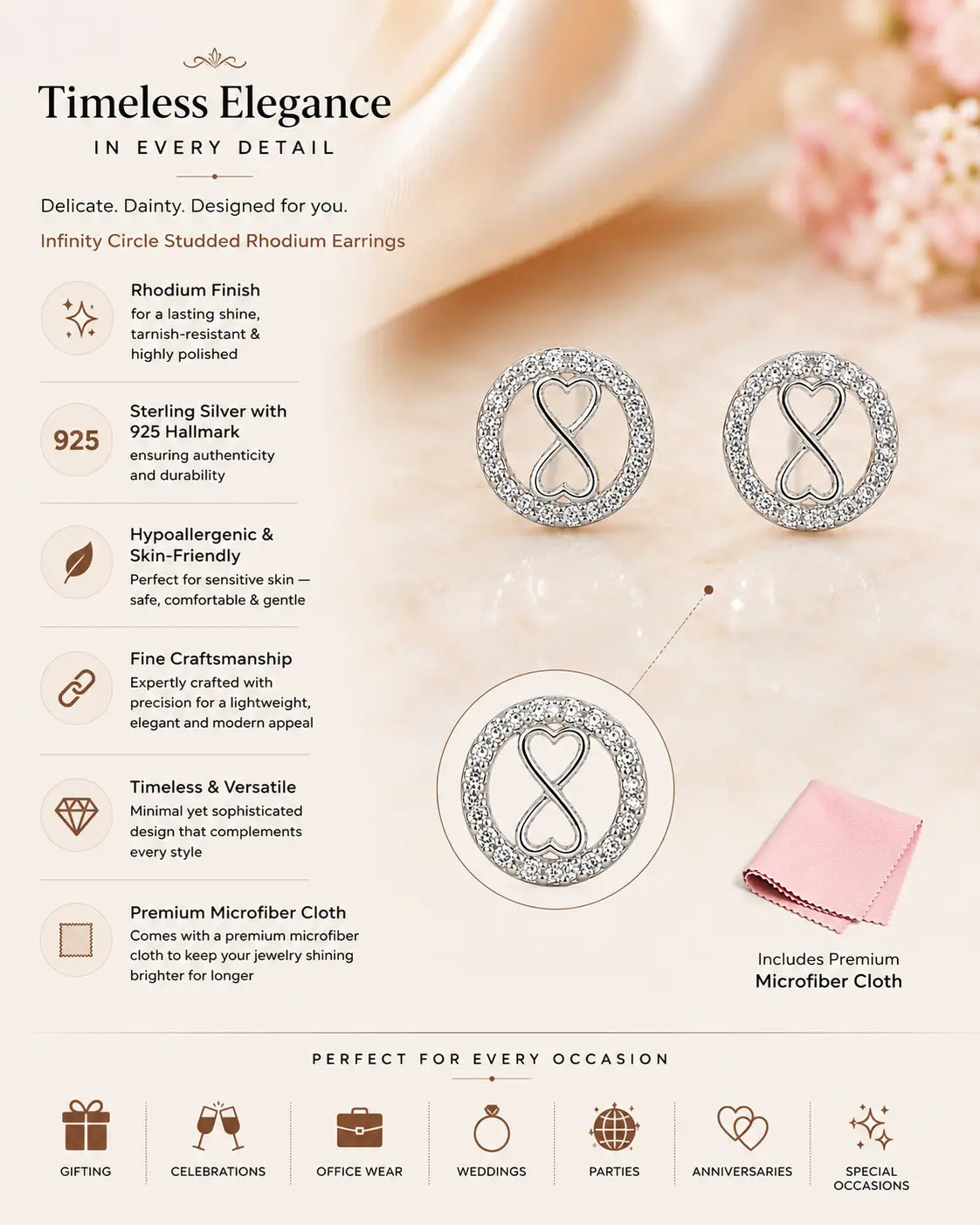 Timeless Studded Rhodium Earrings 3
