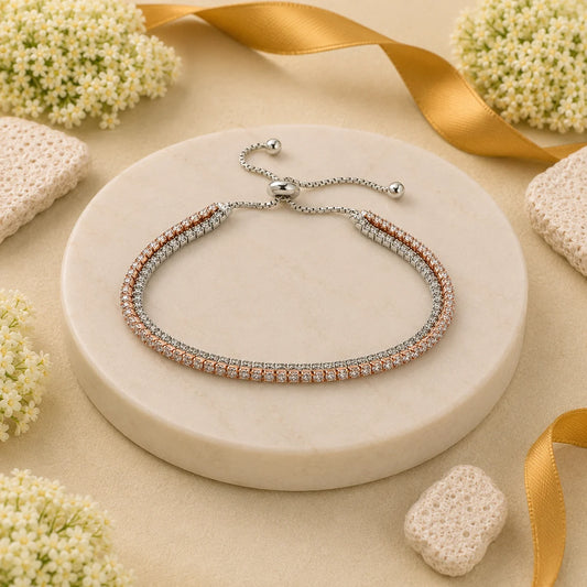 Togetherness Studded Rose Gold & Rhodium Bracelet for Women 1