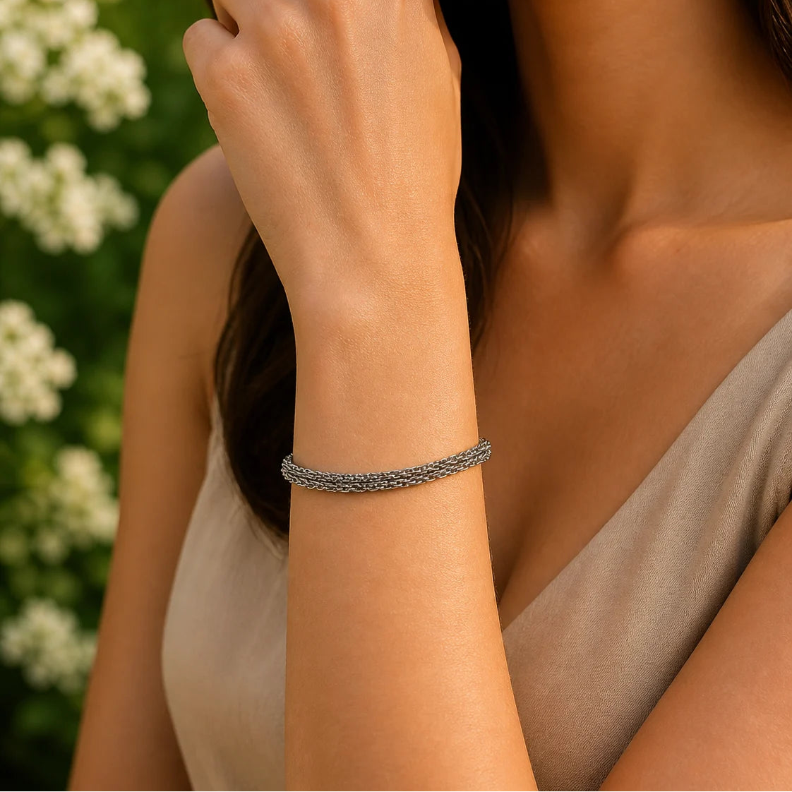 Triple Twists Rhodium Bracelet for Women 2