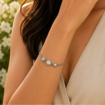 Tristone Studded Rhodium Bracelet for Women 2