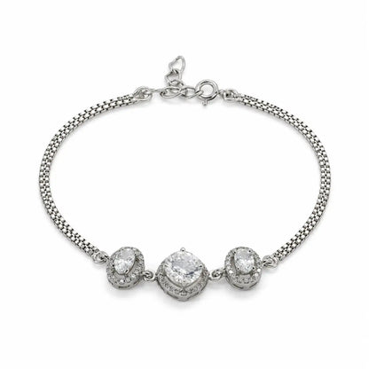 Tristone Studded Rhodium Bracelet for Women 4