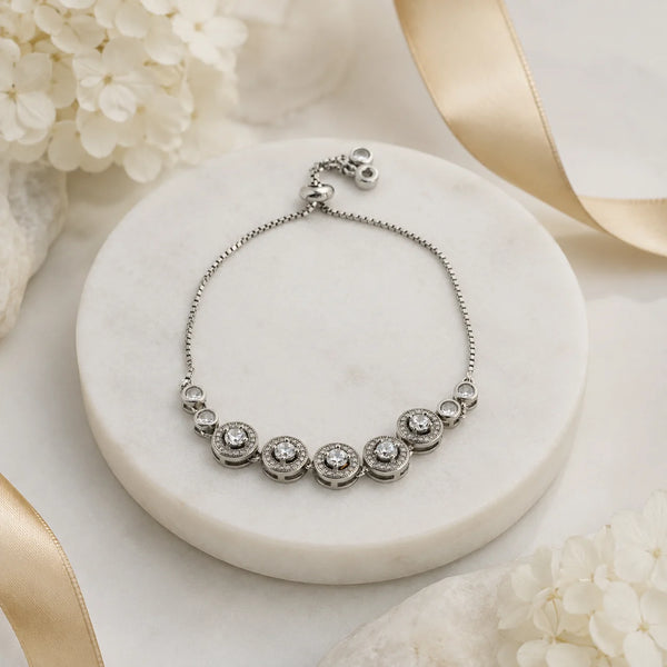 TrueStone Studded Rhodium Bracelet for Women 1