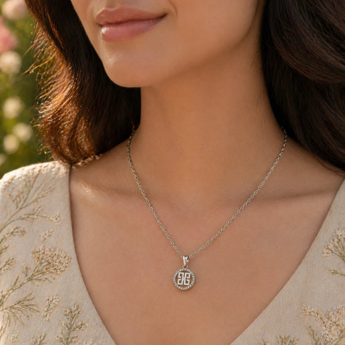 True Balance Studded Rhodium Necklace 2