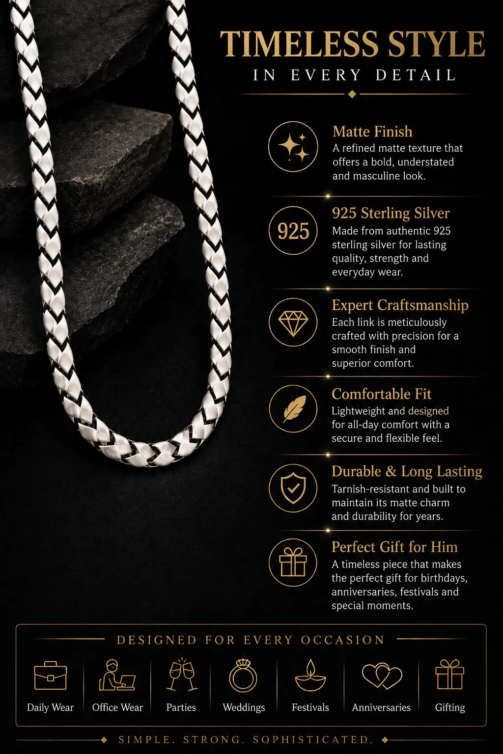 True Carbon Signature Matte Chain for Men 3