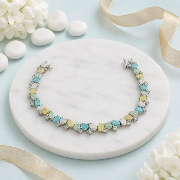True Pastel Studded Rhodium Bracelet for Women 1