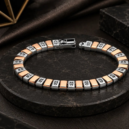 Vanguard Rose Gold & Rhodium Studded Bracelet for Men 1
