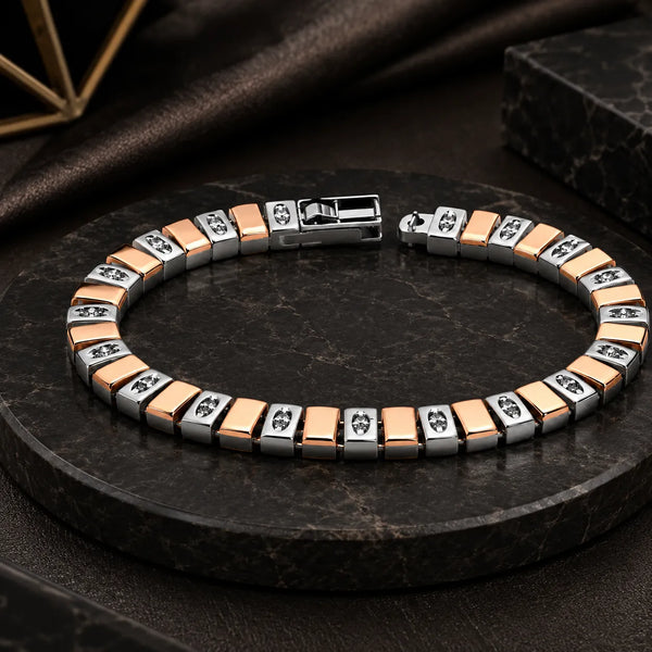 Vanguard Rose Gold & Rhodium Studded Bracelet for Men 1