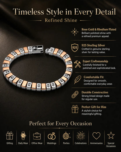 Vanguard Rose Gold & Rhodium Studded Bracelet for Men 3