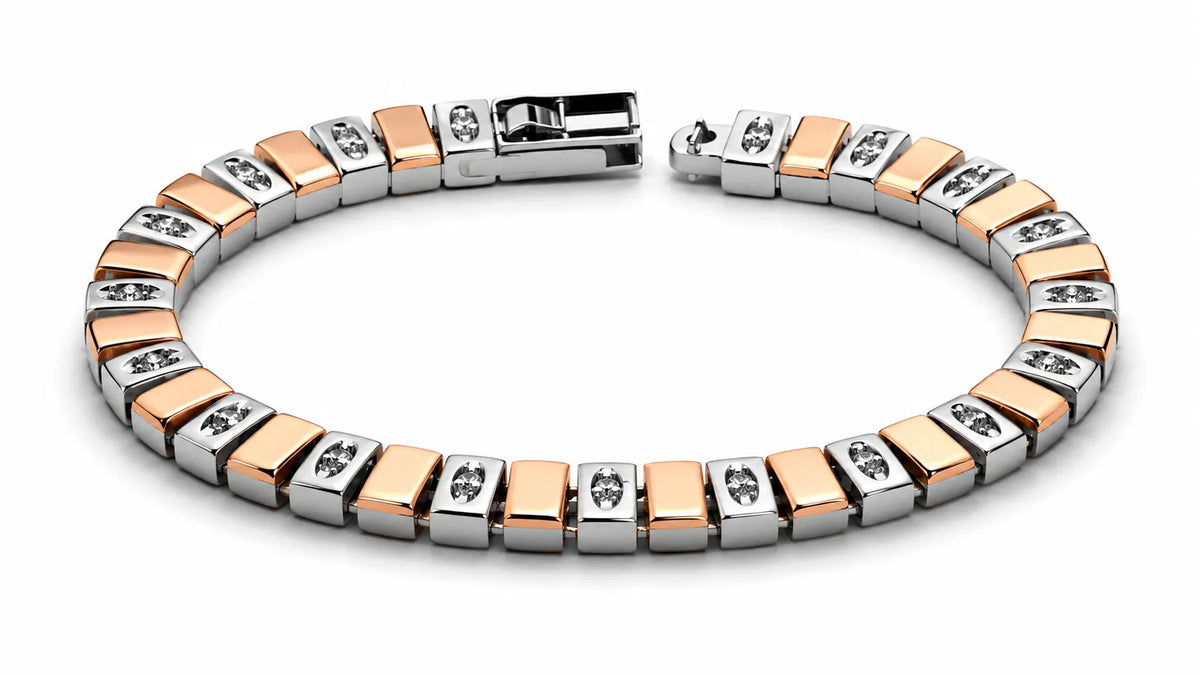 Vanguard Rose Gold & Rhodium Studded Bracelet for Men 4