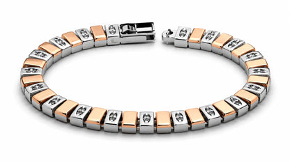 Vanguard Rose Gold & Rhodium Studded Bracelet for Men 4
