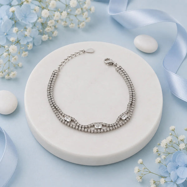 Venice Studded Rhodium Bracelet for Women 1