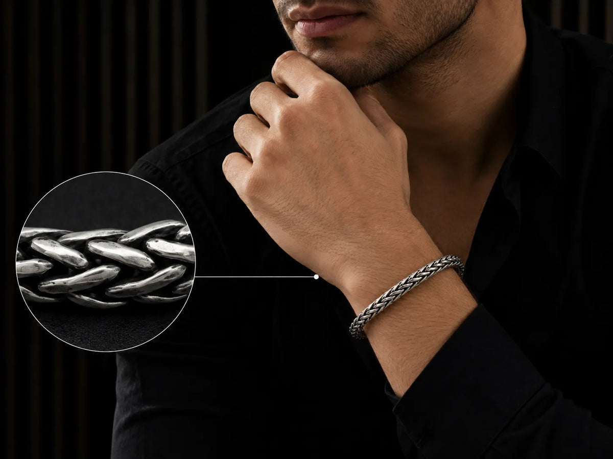 Viper Chunky Oxidised Bracelet for Men 2